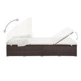 NNEVL 2-Person Sunbed with Cushion Poly Rattan Brown