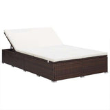 NNEVL 2-Person Sunbed with Cushion Poly Rattan Brown
