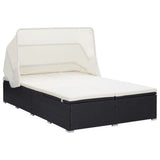 NNEVL 2-Person Sunbed with Cushion Poly Rattan Black