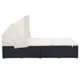 NNEVL 2-Person Sunbed with Cushion Poly Rattan Black