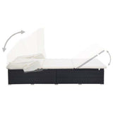 NNEVL 2-Person Sunbed with Cushion Poly Rattan Black