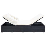 NNEVL 2-Person Sunbed with Cushion Poly Rattan Black