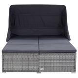 NNEVL 2-Person Sunbed with Cushion Poly Rattan Grey
