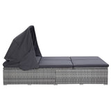 NNEVL 2-Person Sunbed with Cushion Poly Rattan Grey
