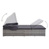 NNEVL 2-Person Sunbed with Cushion Poly Rattan Grey