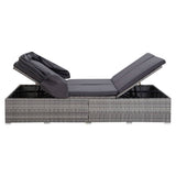 NNEVL 2-Person Sunbed with Cushion Poly Rattan Grey