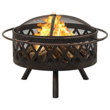 NNEVL Rustic Fire Pit with Poker 76 cm XXL Steel