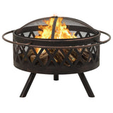NNEVL Rustic Fire Pit with Poker 76 cm XXL Steel