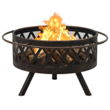 NNEVL Rustic Fire Pit with Poker 76 cm XXL Steel