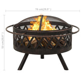 NNEVL Rustic Fire Pit with Poker 76 cm XXL Steel