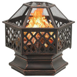NNEVL Rustic Fire Pit with Poker 62x54x56 cm XXL Steel
