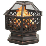 NNEVL Rustic Fire Pit with Poker 62x54x56 cm XXL Steel