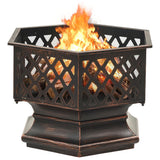 NNEVL Rustic Fire Pit with Poker 62x54x56 cm XXL Steel