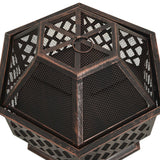NNEVL Rustic Fire Pit with Poker 62x54x56 cm XXL Steel