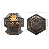NNEVL Rustic Fire Pit with Poker 62x54x56 cm XXL Steel