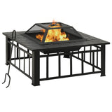 NNEVL Garden Fire Pit with Poker 81x81x47 cm XXL Steel