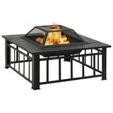 NNEVL Garden Fire Pit with Poker 81x81x47 cm XXL Steel