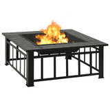 NNEVL Garden Fire Pit with Poker 81x81x47 cm XXL Steel