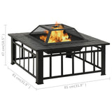 NNEVL Garden Fire Pit with Poker 81x81x47 cm XXL Steel