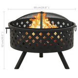 NNEVL Fire Pit with Poker 68 cm XXL Steel