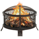 NNEVL Rustic Fire Pit with Poker 67.5 cm XXL Steel