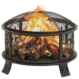 NNEVL Rustic Fire Pit with Poker 67.5 cm XXL Steel