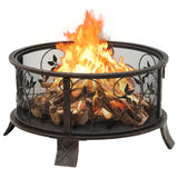 NNEVL Rustic Fire Pit with Poker 67.5 cm XXL Steel