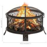 NNEVL Rustic Fire Pit with Poker 67.5 cm XXL Steel
