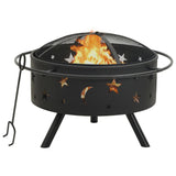 NNEVL Fire Pit with Poker 76 cm XXL Steel