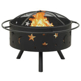 NNEVL Fire Pit with Poker 76 cm XXL Steel