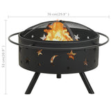 NNEVL Fire Pit with Poker 76 cm XXL Steel