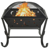 NNEVL Fire Pit with Poker 62 cm XXL Steel