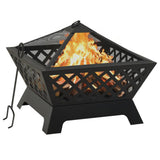 NNEVL Fire Pit with Poker 64 cm XXL Steel