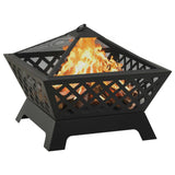 NNEVL Fire Pit with Poker 64 cm XXL Steel