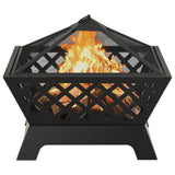 NNEVL Fire Pit with Poker 64 cm XXL Steel