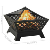 NNEVL Fire Pit with Poker 64 cm XXL Steel