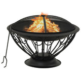 NNEVL Fire Pit with Poker 75 cm XXL Steel