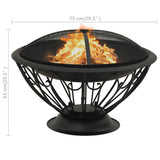 NNEVL Fire Pit with Poker 75 cm XXL Steel