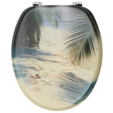 NNEVL WC Toilet Seats with Lid 2 pcs MDF Beach Design