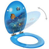 NNEVL WC Toilet Seats with Soft Close Lid 2 pcs MDF Deep Sea Design