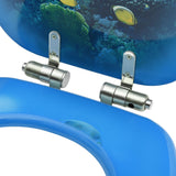 NNEVL WC Toilet Seats with Soft Close Lid 2 pcs MDF Deep Sea Design