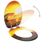 NNEVL WC Toilet Seats with Soft Close Lid 2 pcs MDF Savanne Design