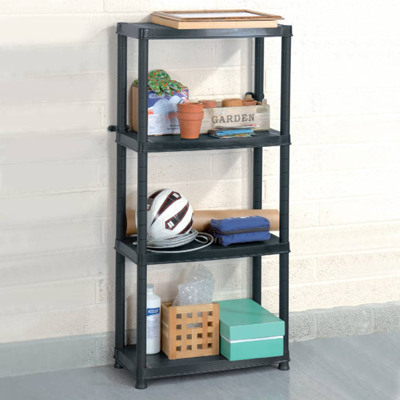 NNEVL Storage Shelf 4-Tier Black 61x30.5x130 cm Plastic