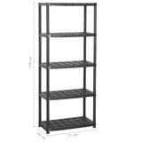NNEVL Storage Shelf 5-Tier Black 71x38x170 cm Plastic
