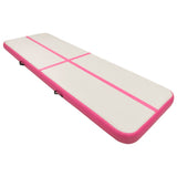 NNEVL Inflatable Gymnastics Mat with Pump 400x100x15 cm PVC Pink