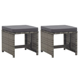 NNEVL Garden Stools with Cushions 2 pcs Poly Rattan Anthracite