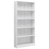 NNEVL 5-Tier Book Cabinet High Gloss White 80x24x175 cm Engineered Wood
