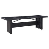 NNEVL Garden Table Black 240x90x74 cm Poly Rattan and Glass
