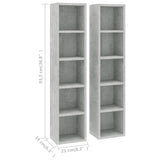 NNEVL CD Cabinets 2 pcs Concrete Grey 21x16x93.5 cm Chipboard