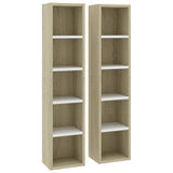 NNEVL CD Cabinets 2 pcs White and Sonoma Oak 21x16x93.5 cm Chipboard
